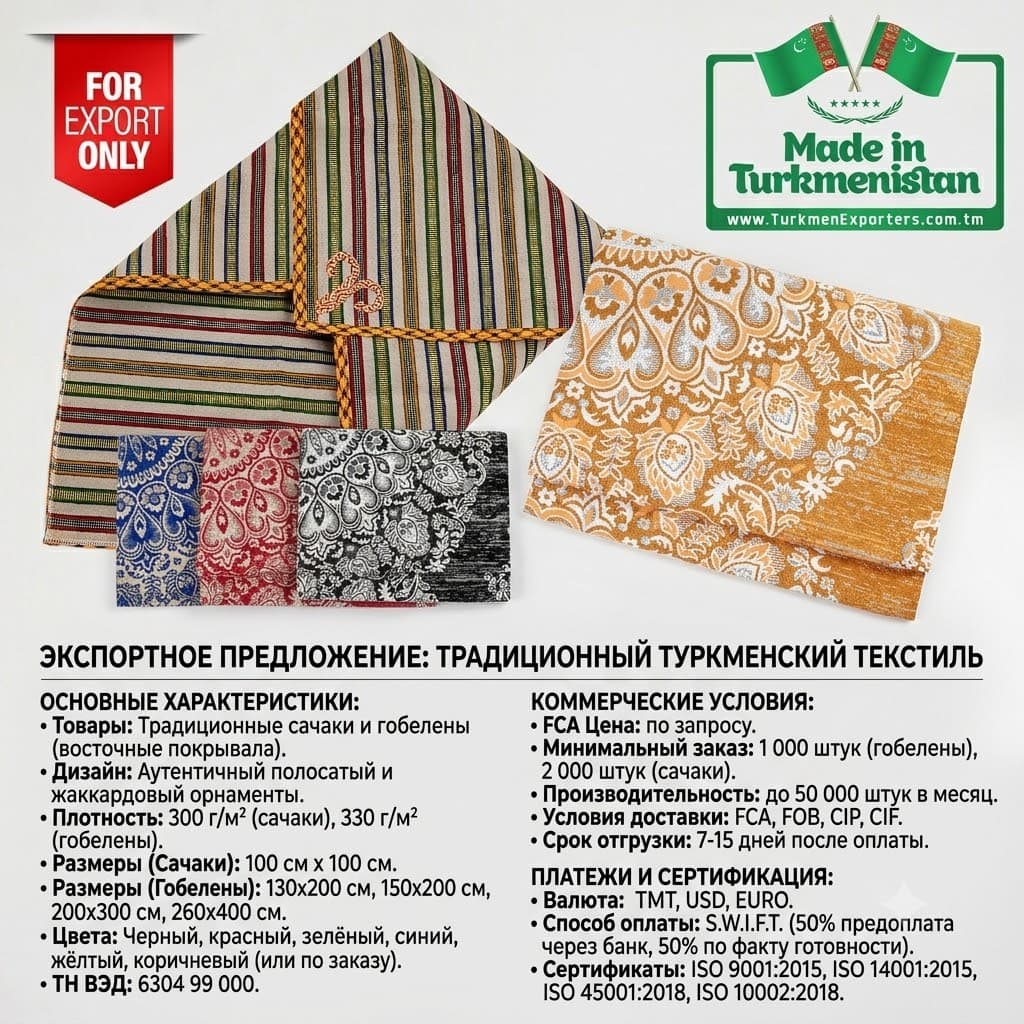 Восточные гобелены и покрывала оптом напрямую от производителя (Экспорт из Туркменистана)