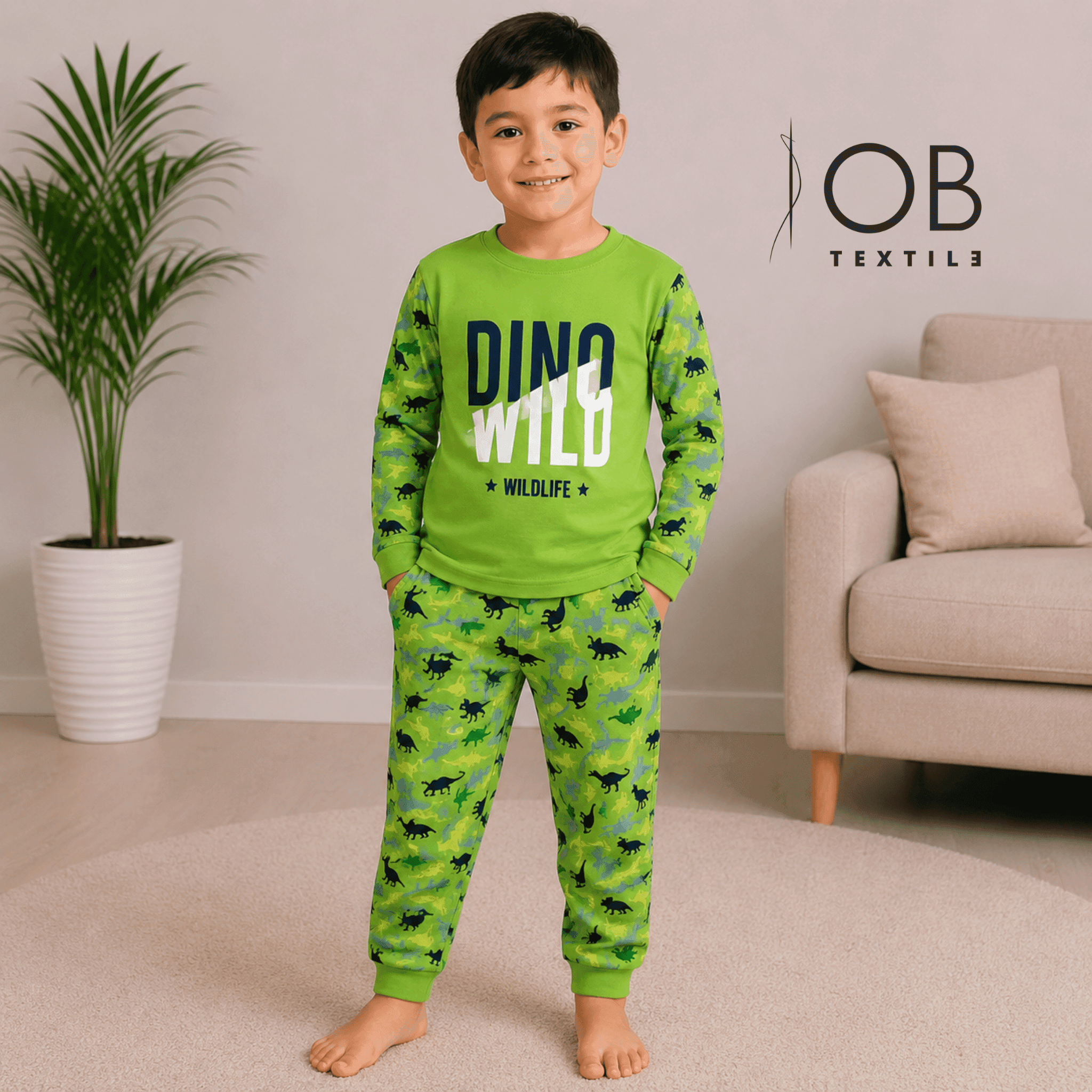Детские хлопковые пижамы с принтом под заказ от производителя - OB Textile